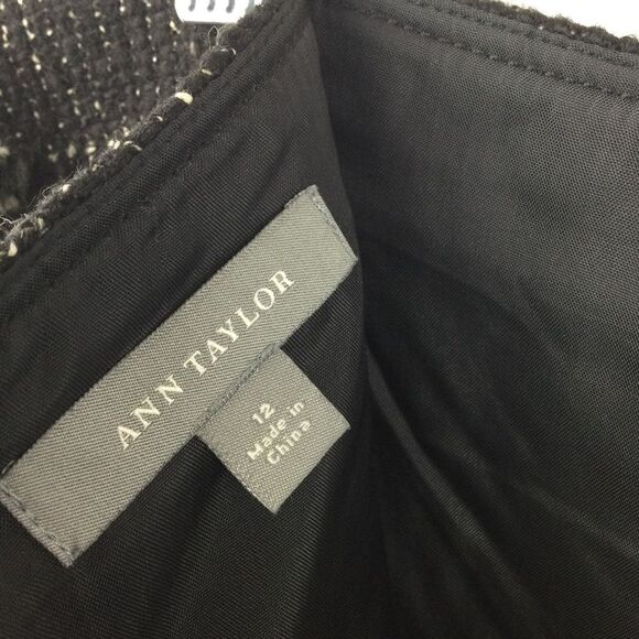 Ann Taylor Wool Tweed Black & Cream Midi Pencil Skirt - 12 - Picture 2 of 10